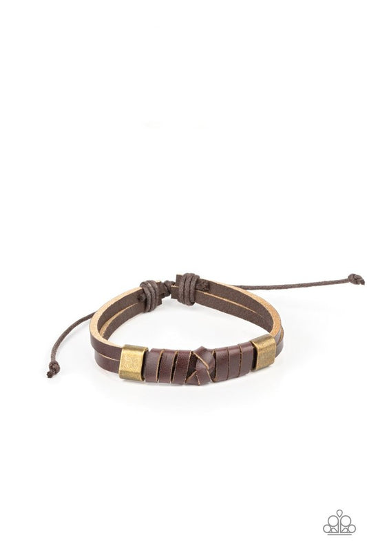 Drifter Decor - Brown Leather/Brass Fittings Paparazzi Urban Bracelet