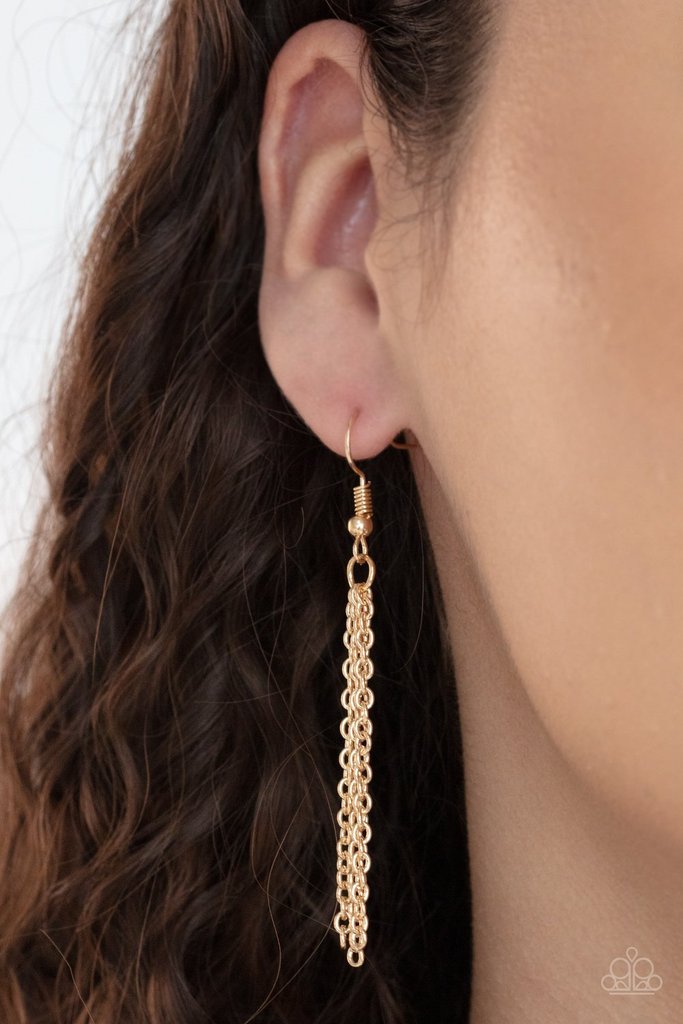 Ice Age Intensity - Gold Beads/Glassy-Like Icicle Beaded Paparazzi Necklace & matching earrings