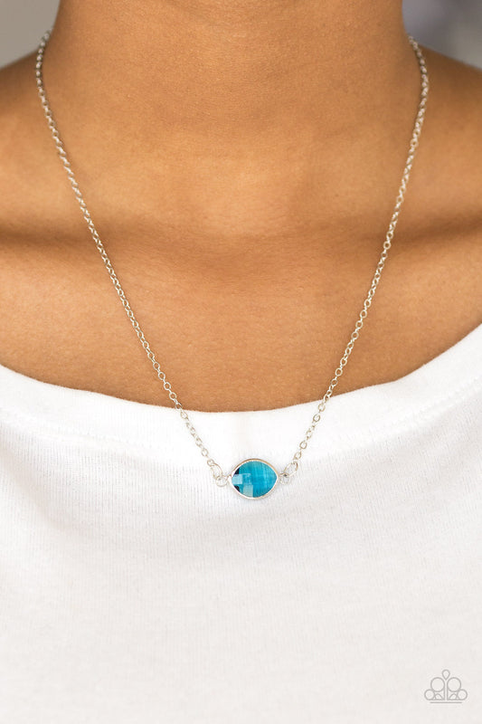 Fashionably Fantabulous - Blue Marquise-Style Gem Stationary Pendant Paparazzi Necklace & matching earrings