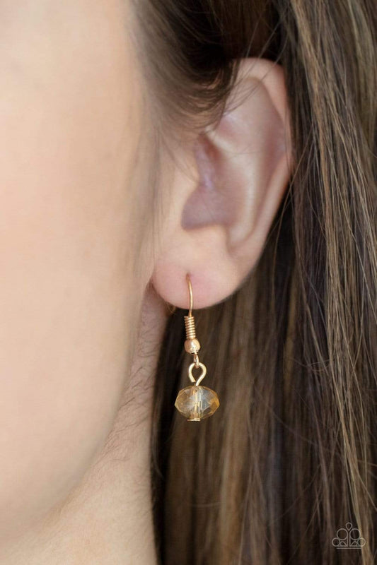 Turn Up The Tea Lights - Gold Iridescent Beaded Paparazzi Necklace & matching earrings
