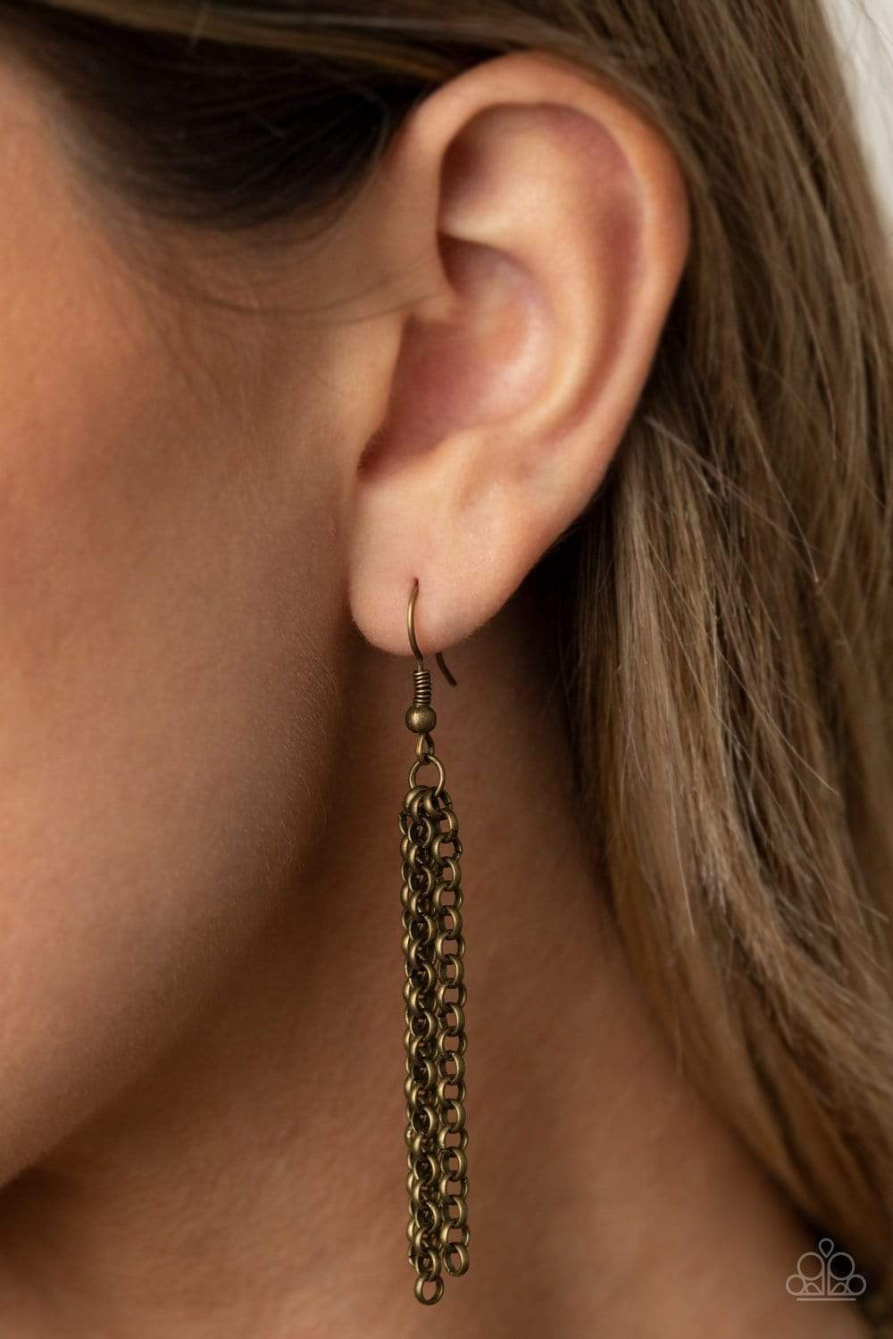 Record-Breaking Radiance - Brass Airy Geometric Cutout Pattern Paparazzi Necklace & matching earrings