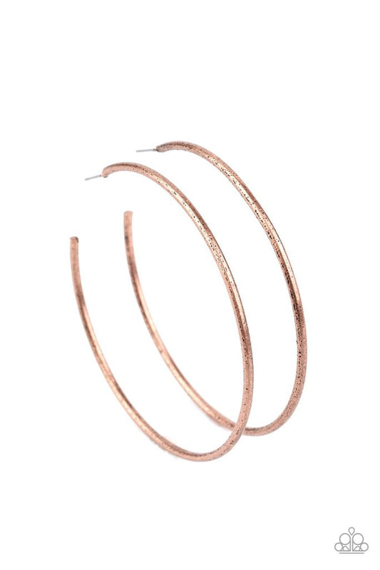 Rustic Roundabout - Copper Paparazzi Hoop Earrings