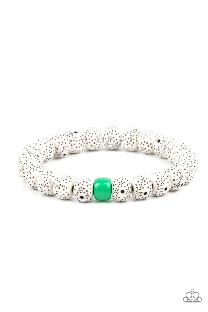 ZEN Second Rule - Green Bead/Faux Stone Beaded Paparazzi Stretch Bracelet