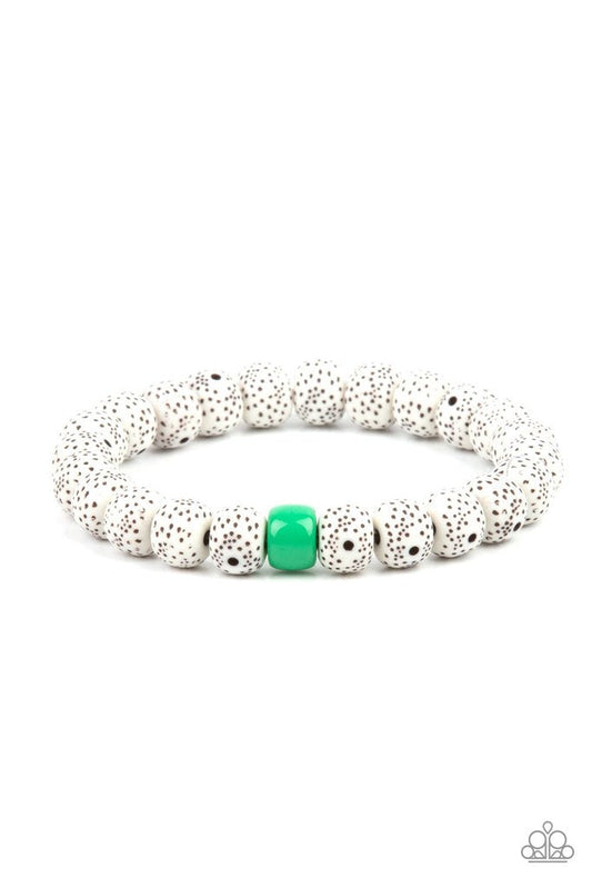 ZEN Second Rule - Green Bead/Faux Stone Beaded Paparazzi Stretch Bracelet