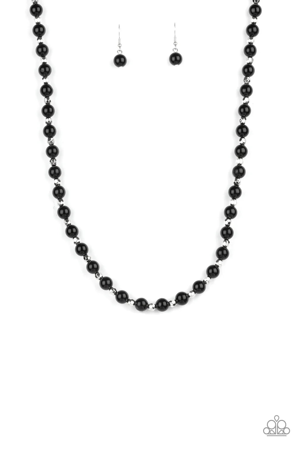 Nautical Novelty - Black & Silver Beaded Paparazzi Necklace & matching earrings
