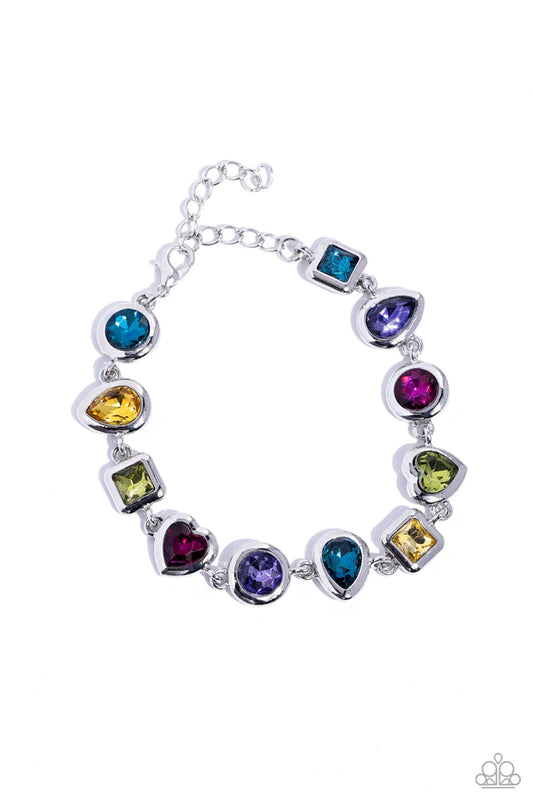 Actively Abstract - Multi Colored Gems Paparazzi Adjustable Bracelet
