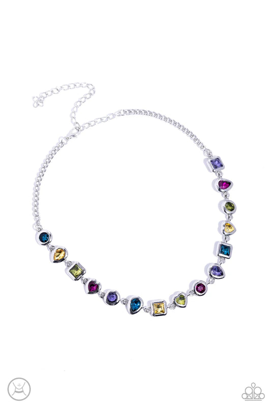 Abstract Admirer - Multi Colored Gem Paparazzi Necklace & matching earrings