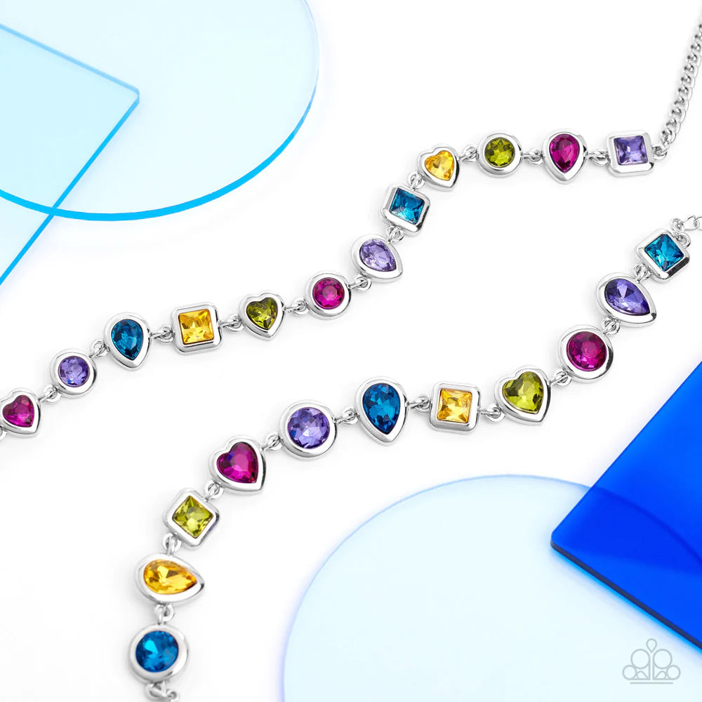 Abstract Admirer - Multi Colored Gem Paparazzi Necklace & matching earrings