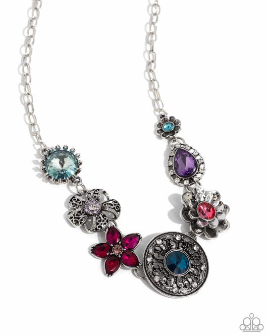 Giddy Garden - Multi Colored Gems/Floral Inspired Pendants Paparazzi Necklace & matching earrings