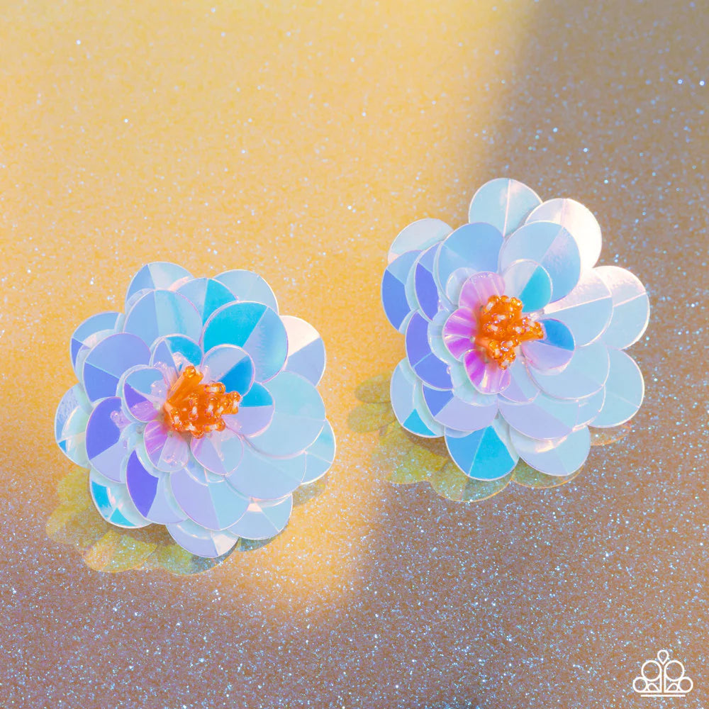 Floating Florals - Multi Iridescent-Tinted Flowers Paparazzi Post Earrings