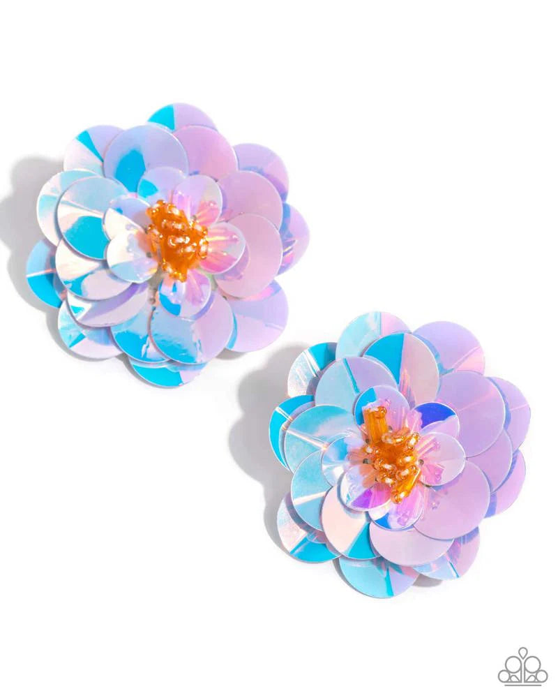 Floating Florals - Multi Iridescent-Tinted Flowers Paparazzi Post Earrings