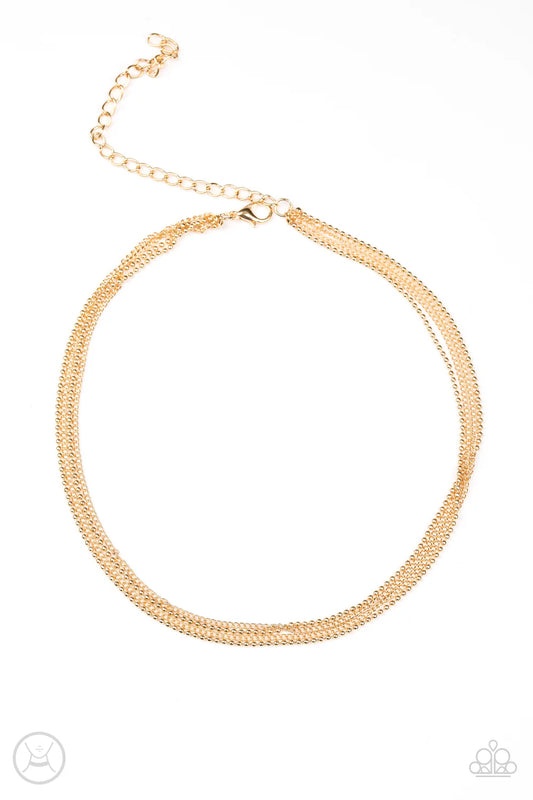 If You Dare - Gold Mismatched Chain Choker Necklace & matching earrings