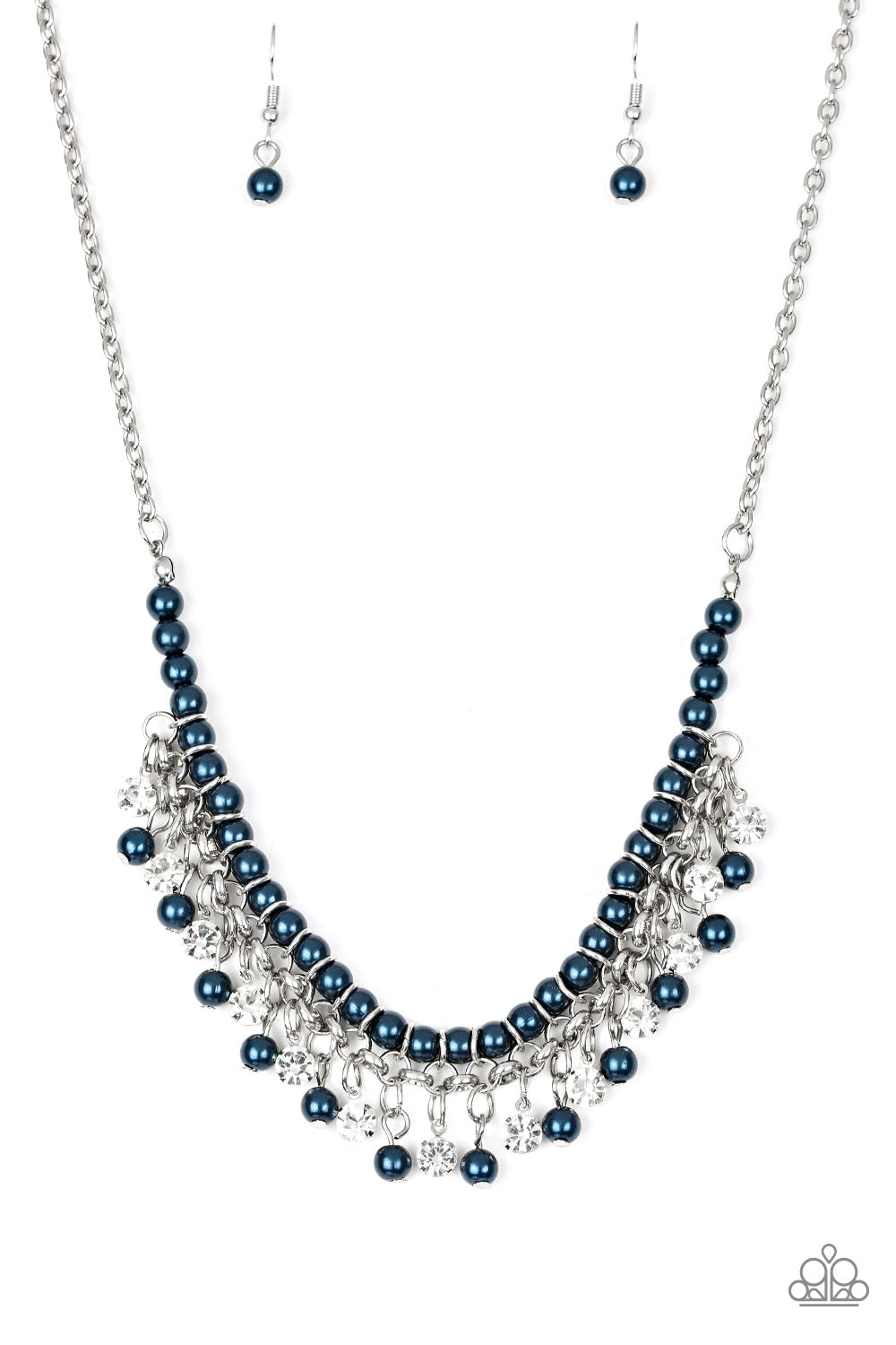 A Touch of CLASSY Blue Pearl/White Rhinestone Paparazzi Necklace & matching earrings