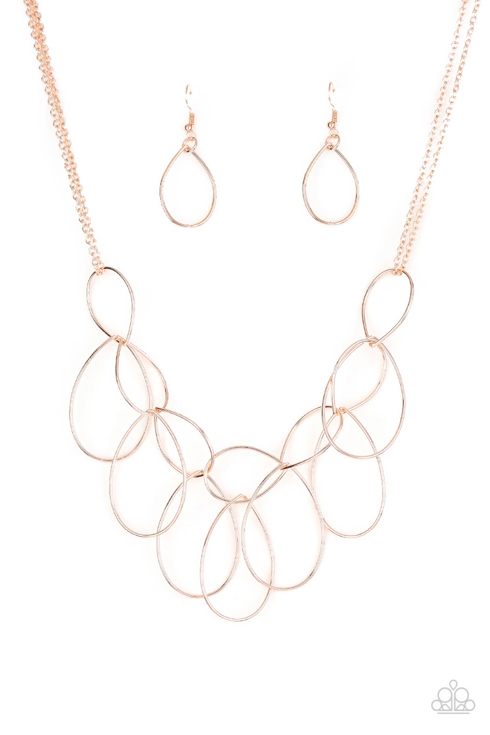 Top TEAR Fashion - Rose Gold Paparazzi Necklace & matching earrings