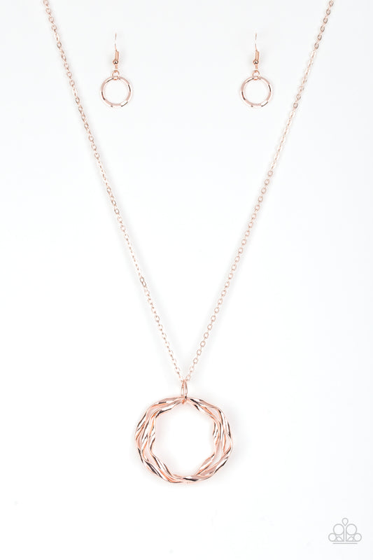 Millennial Minimalist - Rose Gold Twirling Hoop Pendant Necklace & matching earrings