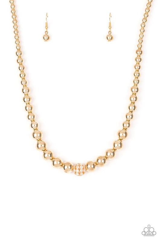 High-Stakes FAME - Gold Paparazzi Necklace & matching earrings