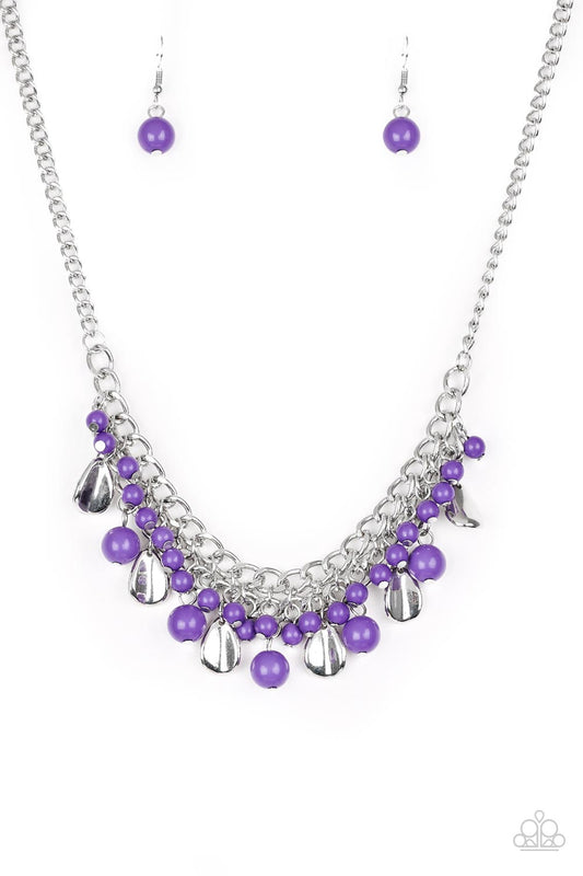 Summer Showdown - Purple Beaded Paparazzi Necklace & matching earrings