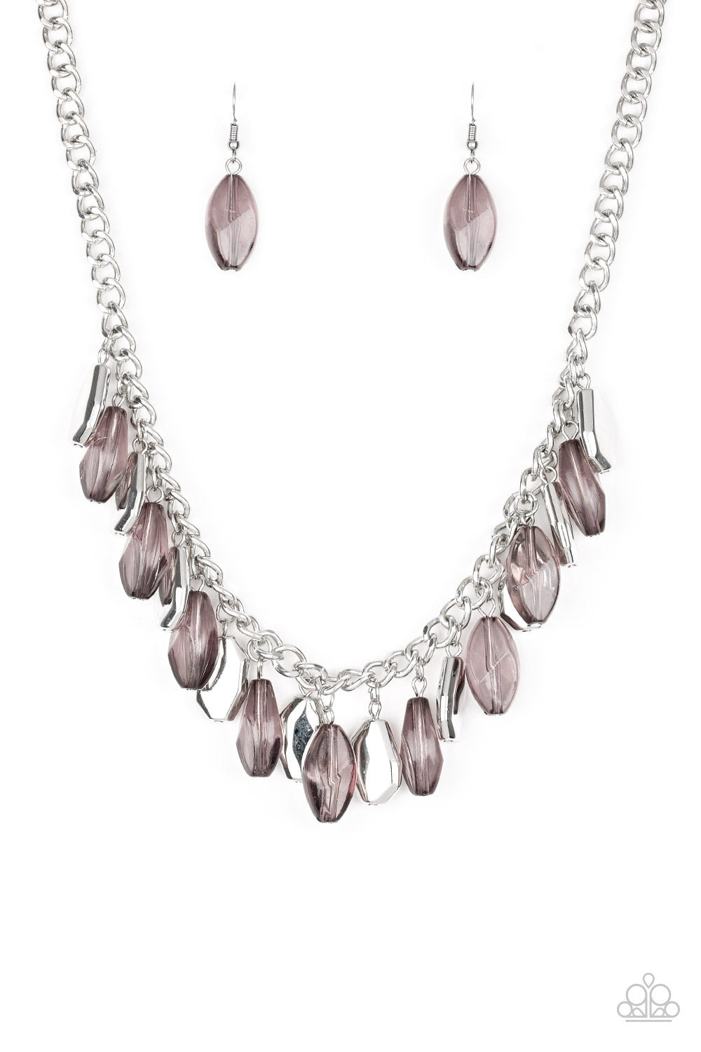 Fringe Fabulous - Silver Beaded Paparazzi Necklace & matching earrings