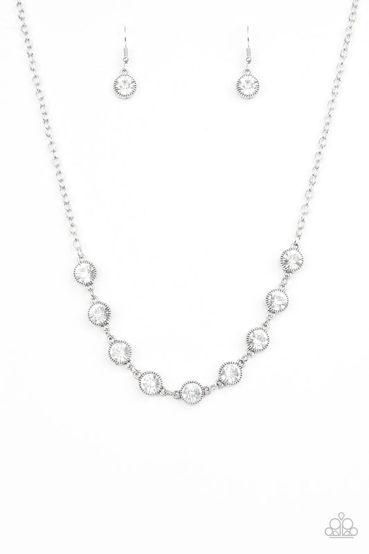 Starlit Socials - White Rhinestone Paparazzi Necklace & matching earrings