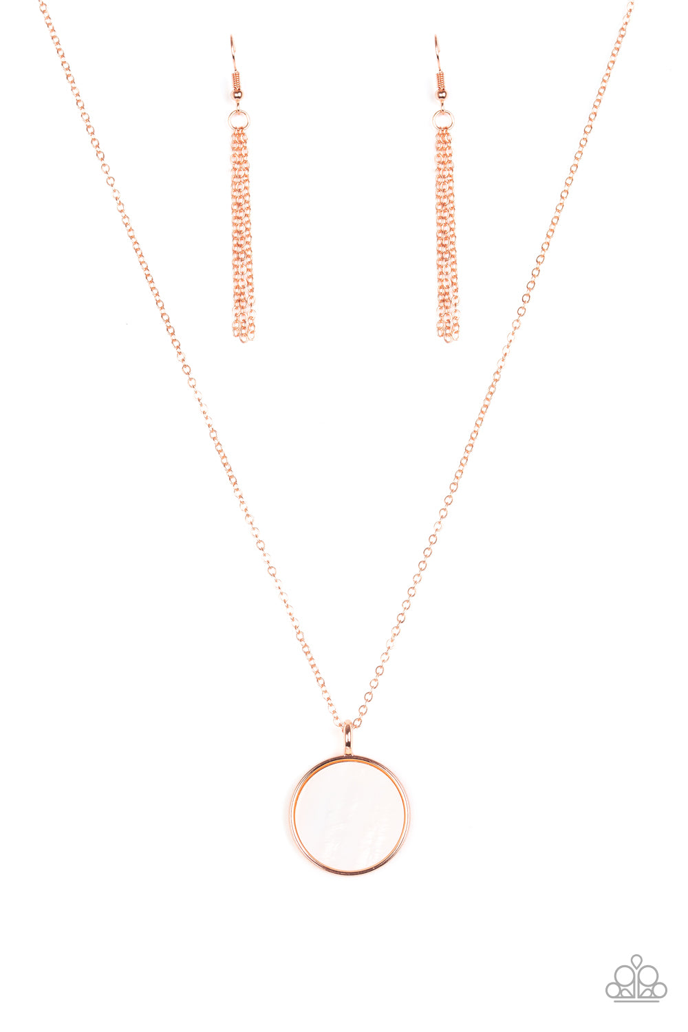 Shimmering Seashores - Copper Chain/Shell-Like Pendant Paparazzi Necklace & matching earrings