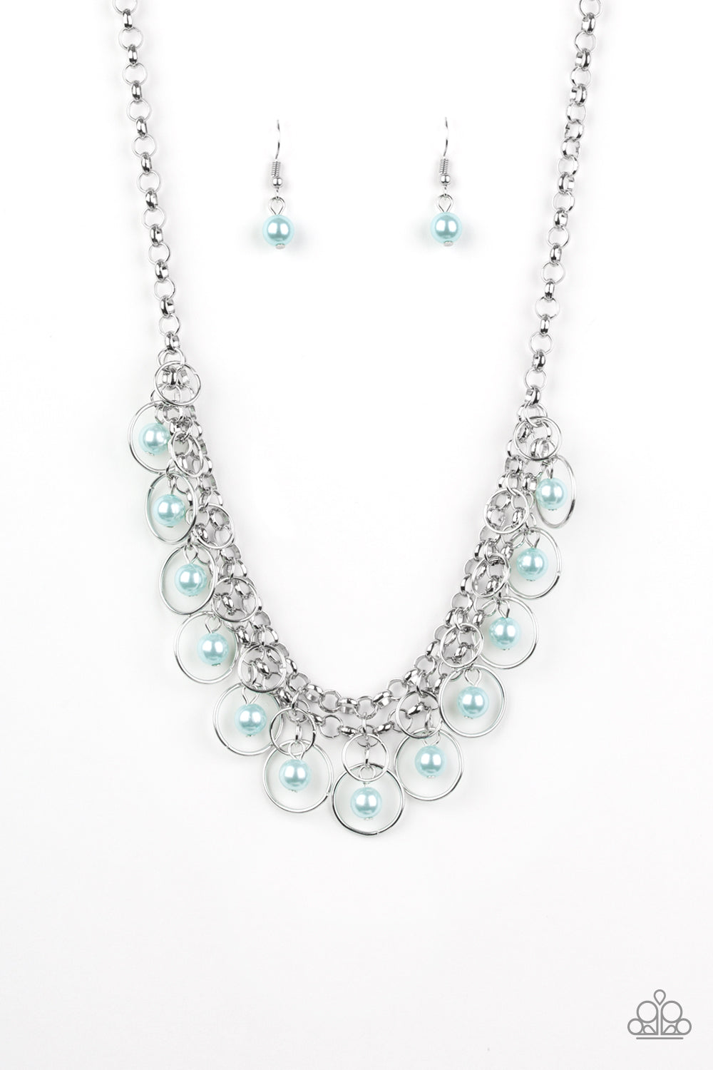 Party Time - Blue Pearl Paparazzi Necklace & matching earrings