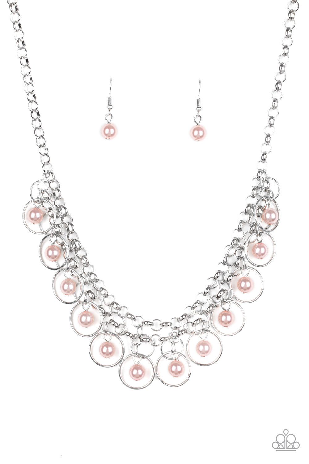 Party Time - Pink Pearl Paparazzi Necklace & matching earrings