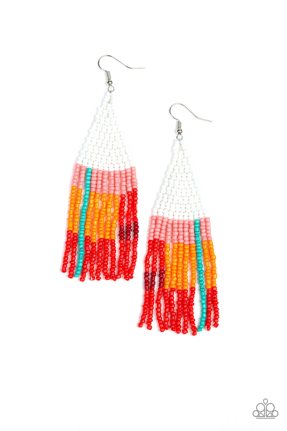 Beaded Boho - White, Pink, Blue, Orange, & Red Seed Bead Paparazzi Earrings