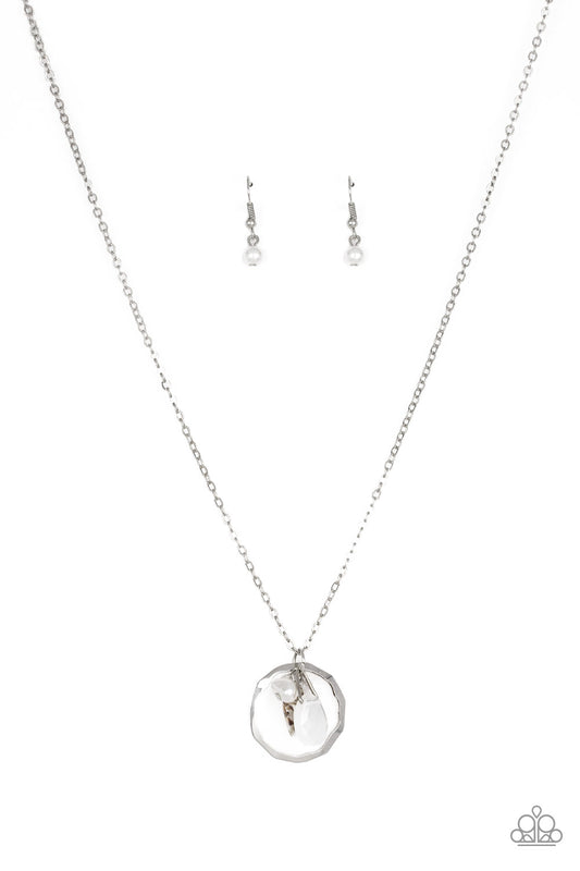 Coastal Couture - Silver, Shell, Bead, Teardrop & Pearl Paparazzi Pendant Necklace & matching earrings