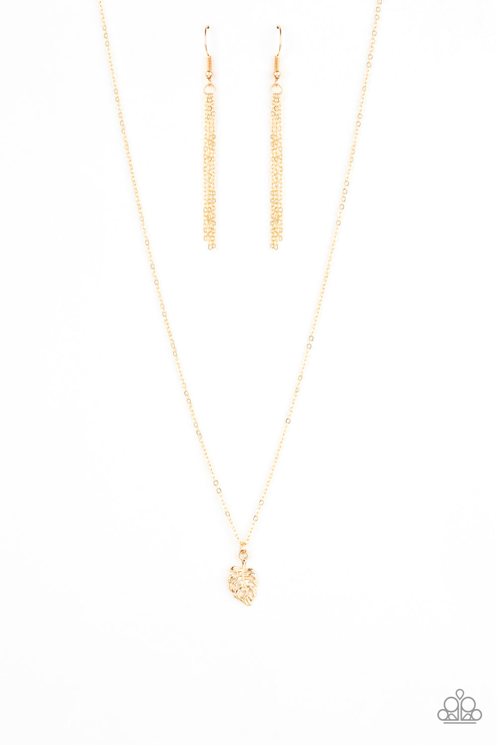 Palm Tree Retreat - Gold Palm Tree Pendant Paparazzi Necklace & matching earrings