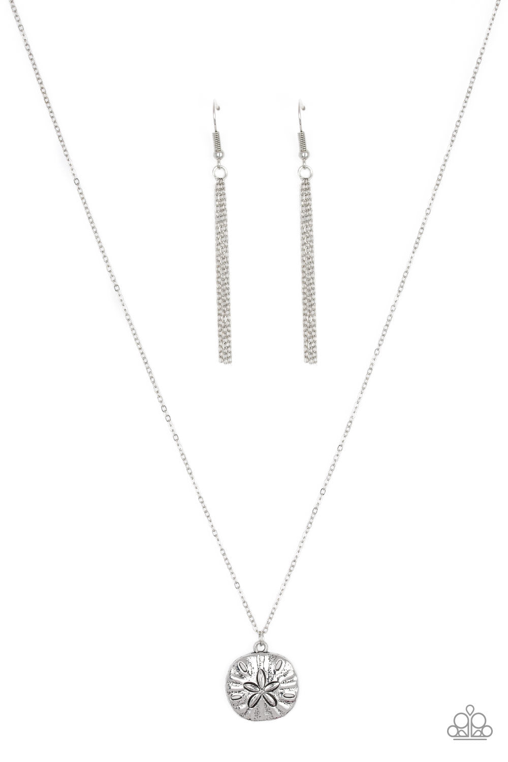 Sand Dollar Shores - Silver Sand Dollar Pendant Paparazzi Necklace & matching earrings