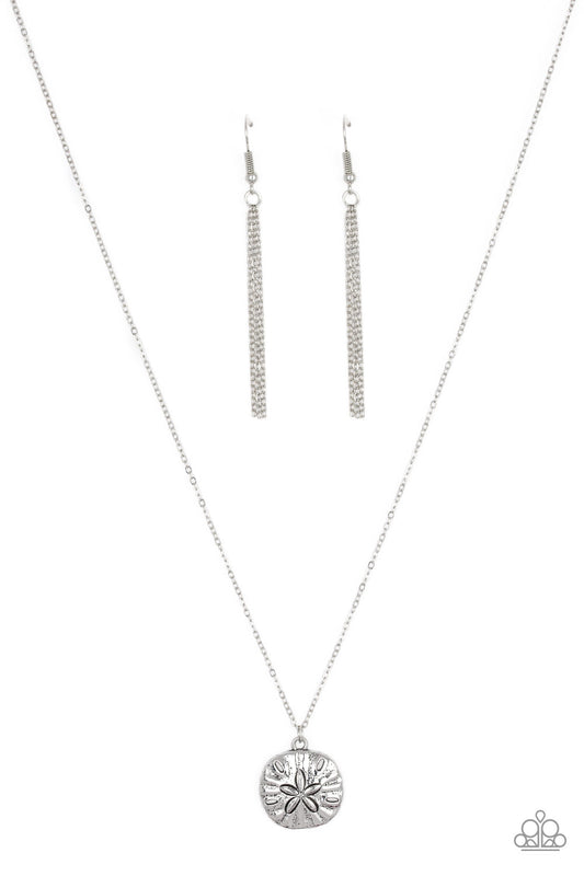 Sand Dollar Shores - Silver Sand Dollar Pendant Paparazzi Necklace & matching earrings