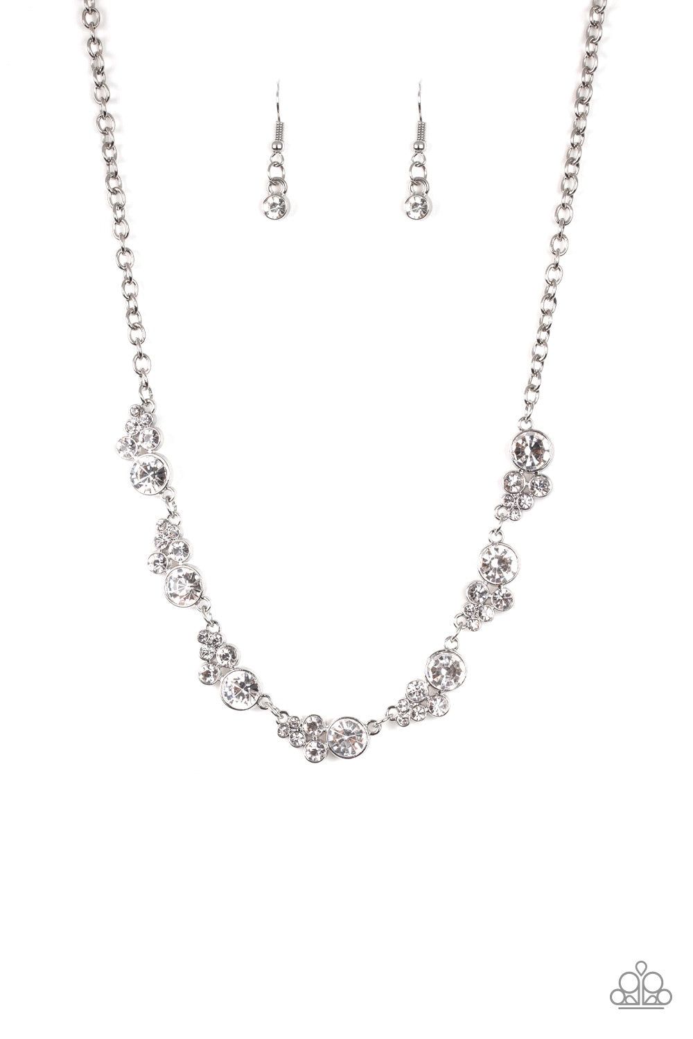 Social Luster - White Rhinestone Timeless Look Paparazzi Necklace & matching earrings