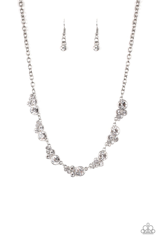 Social Luster - White Rhinestone Timeless Look Paparazzi Necklace & matching earrings