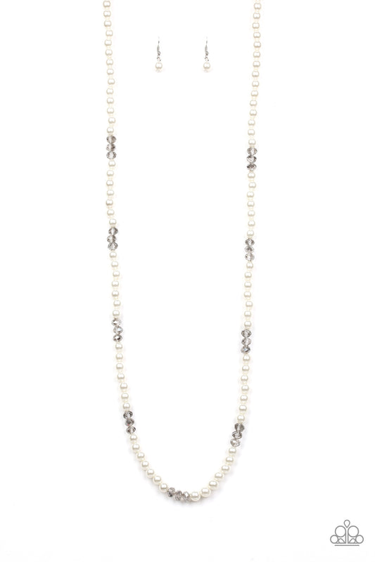 Girls Have More FUNDS - White Pearls & Smoky Crystal-Like Beaded Necklace & matching earrings