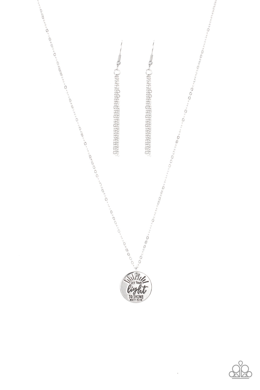 Let Your Light So Shine - Silver "Let Your Light So Shine" Pendant Paparazzi Necklace & matching earrings