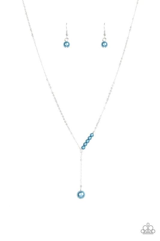 Timeless Taste - Blue Pearls/Dainty Silver Chain Paparazzi Necklace & matching earrings