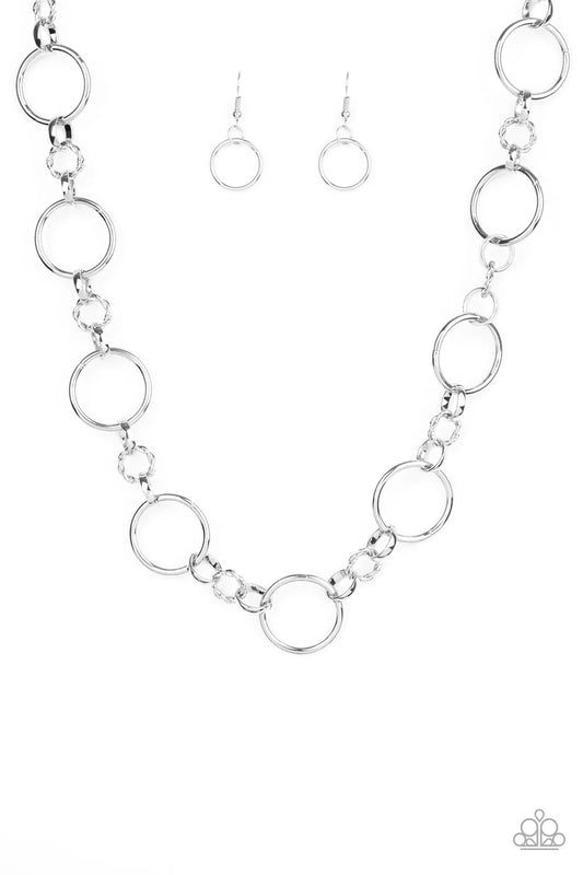 Classic Combo - Silver Oversized Hoop and Dainty Ring Necklace & matching earrings
