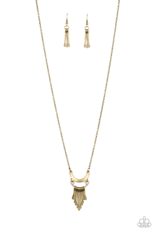 Trendsetting Trinket - Brass Pendant Paparazzi Necklace & matching earrings