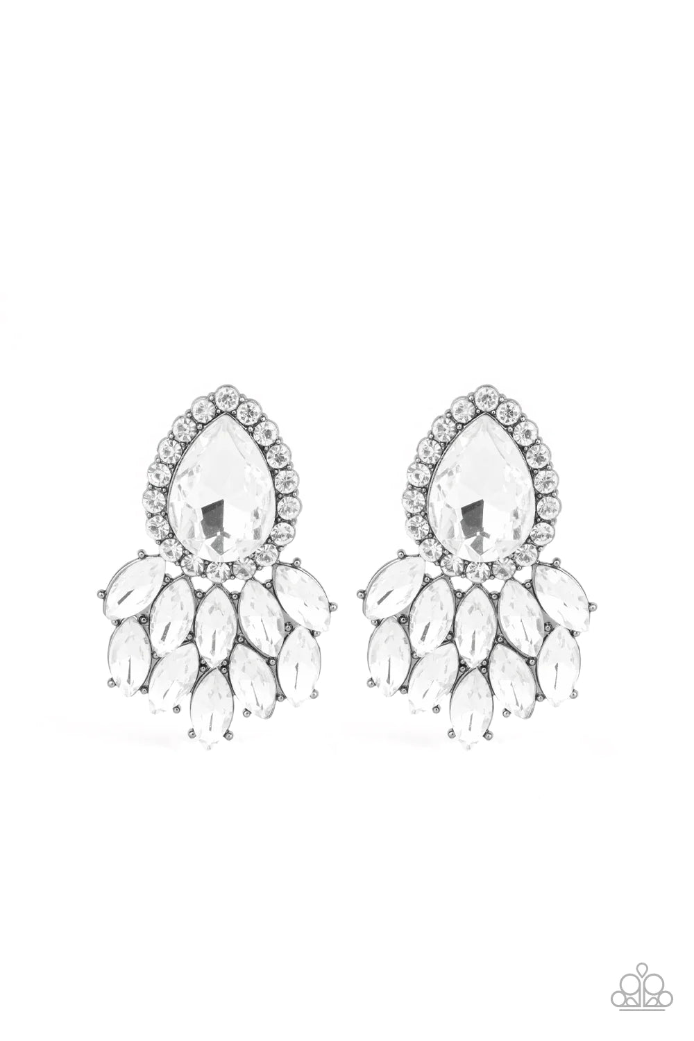 A Breath of Fresh HEIR - Gunmetal Frame/White Rhinestone Paparazzi Earrings