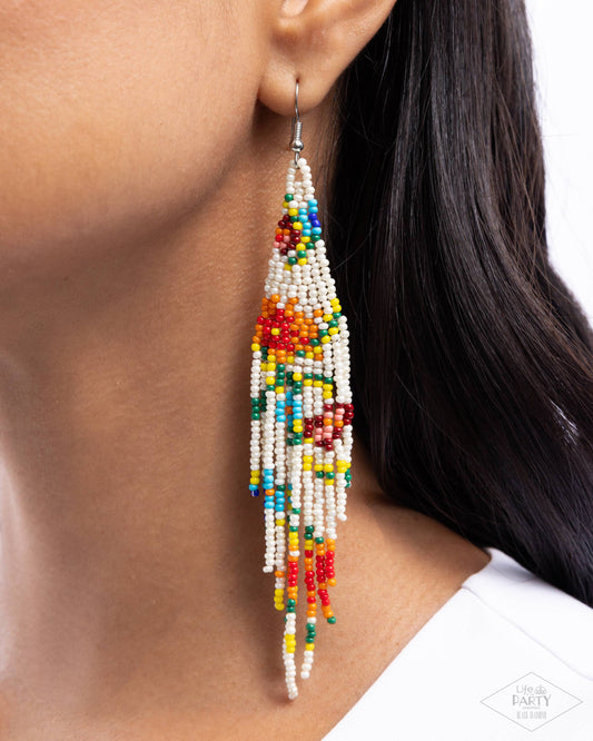 Beaded Gardens - White, Yellow, Green, Blue, Red, Orange, & Pink Seed Bead Floral Paparazzi Earrings