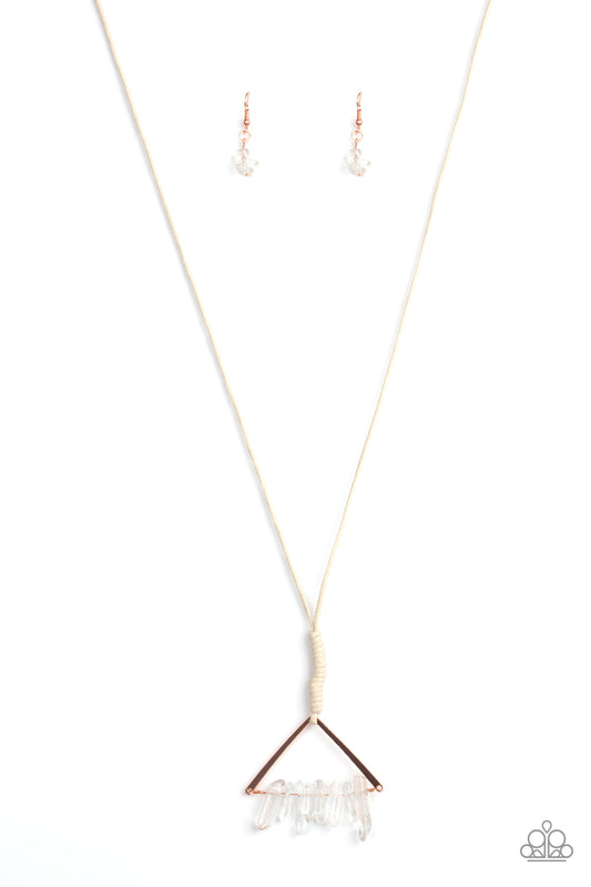 Raw Talent - Copper Triangular Frame/Crystal-Like Gemstones Paparazzi Pendant Necklace & matching earrings