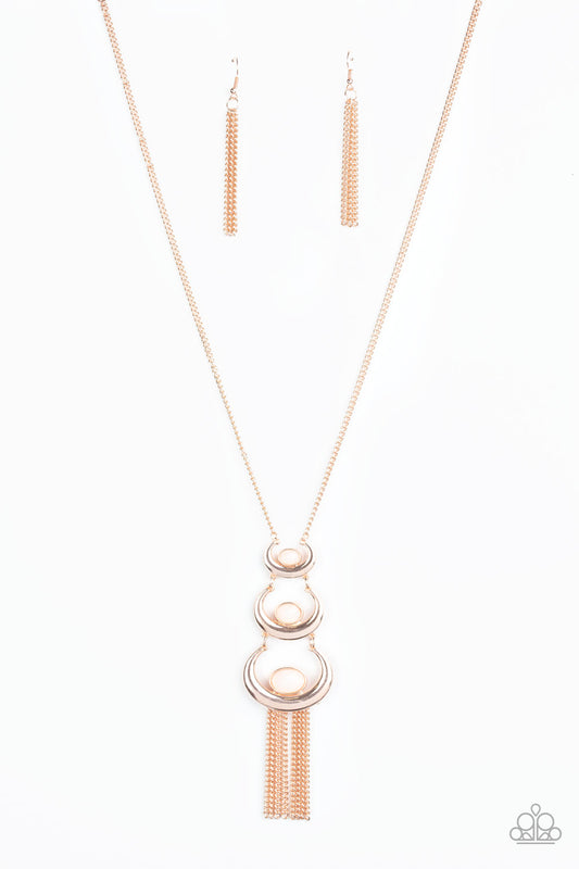 As MOON As I Can - Rose Gold/Peach Bead Paparazzi Necklace & matching earrings