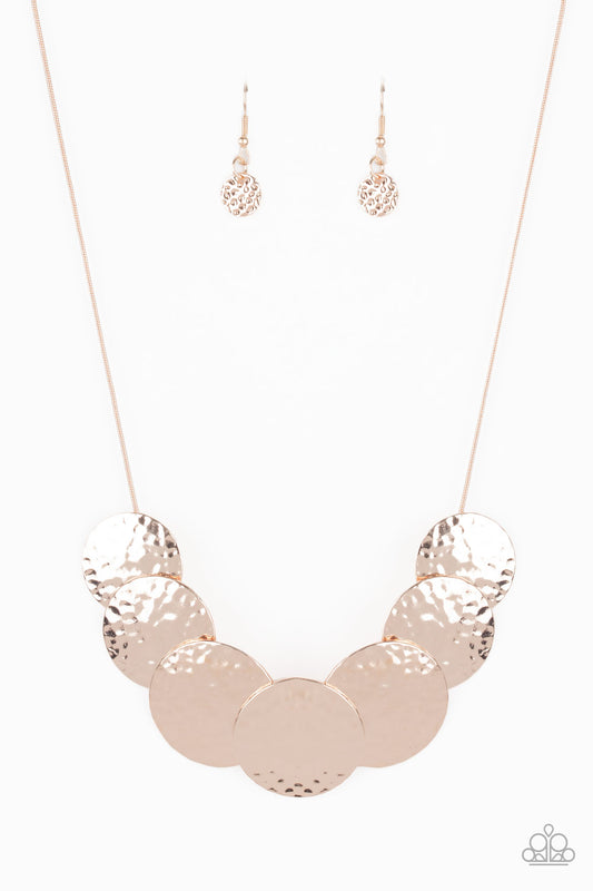 RADIAL Waves - Rose Gold Paparazzi Necklace & matching earrings