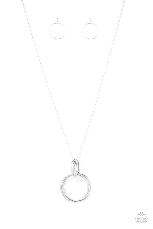 My Ears Are Ringing - Silver Large and Small Ring Pendant Necklace & matching earrings