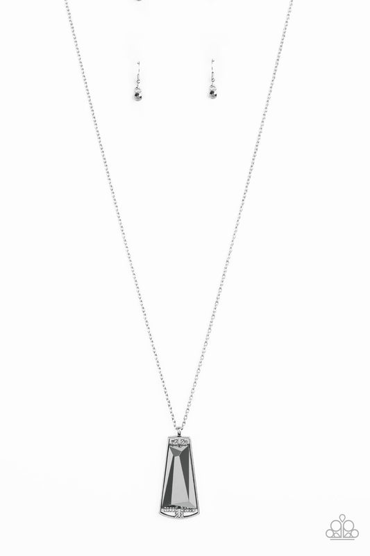 Empire State Elegance - Silver Chain/Hematite Gem Paparazzi Pendant Necklace & matching earrings