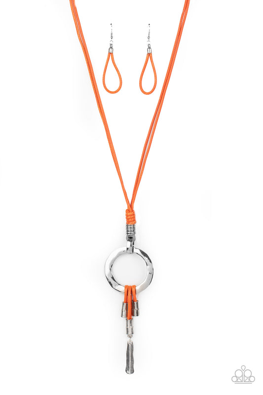 Tranquil Artisan - Orange Cording Paparazzi Necklace & matching earrings