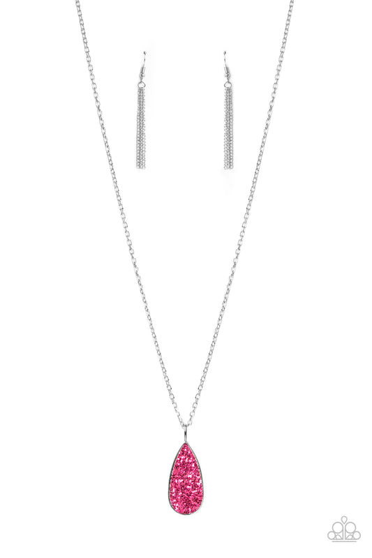 Daily Dose of Sparkle - Pink Paparazzi Necklace & matching earrings