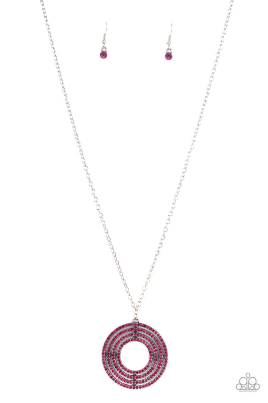 High Value Target - Pink Rhinestone Pendant Paparazzi Necklace & matching earrings