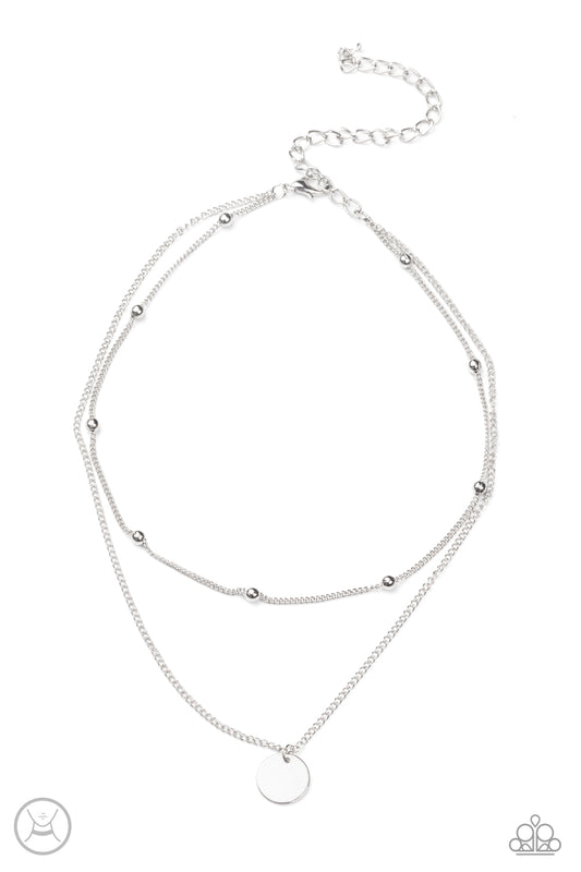 Modestly Minimalist - Silver Dainty Beaded Paparazzi Choker Necklace & matching earrings
