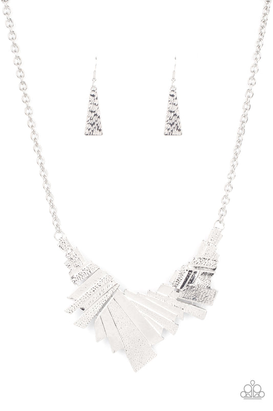 Happily Ever AFTERSHOCK - Silver Industrial Inspired Paparazzi Necklace & matching earrings